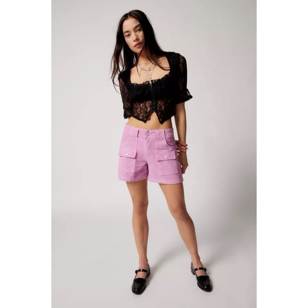 Urban Outfitters BDG Purple Corduroy Cargo Shorts High Waisted Lilac 26
